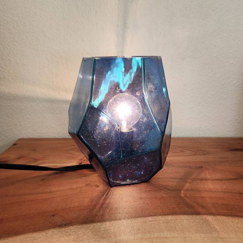 Iridescent mystic topaz geometric desk lamp purple blue